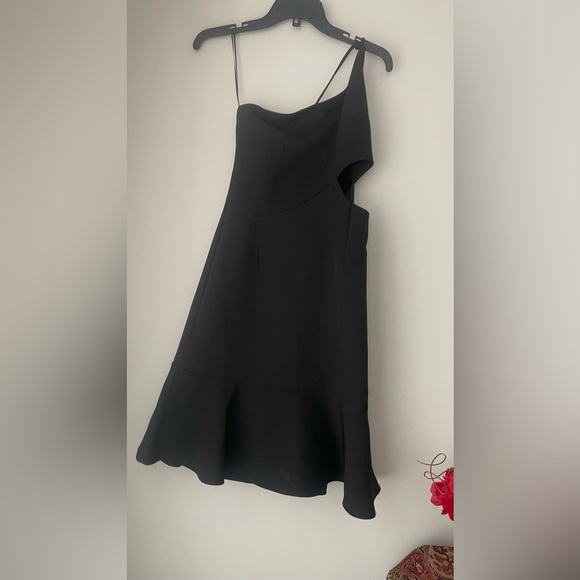 Lea & Viola Black One Shoulder Cutout Dress Size Medium - Picture 2 of 7